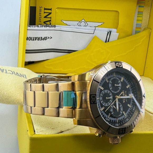 Limited edition 18k Gold Vermeil Mens Invicta Watch, best gift for men, original - Picture 5 of 8